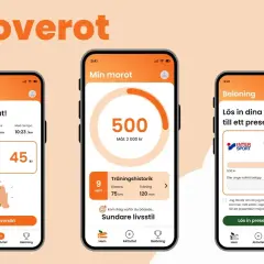Appen Moverot visar aktiviteter, poäng och belöningar. Perfekt för friskvård online!