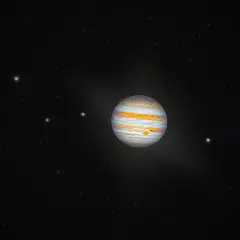 Jupiter, med sina virvlande moln och den stora röda fläcken, lyser i rymden. Dess närvaro i jupiter astrologi symboliserar expansion och tur.