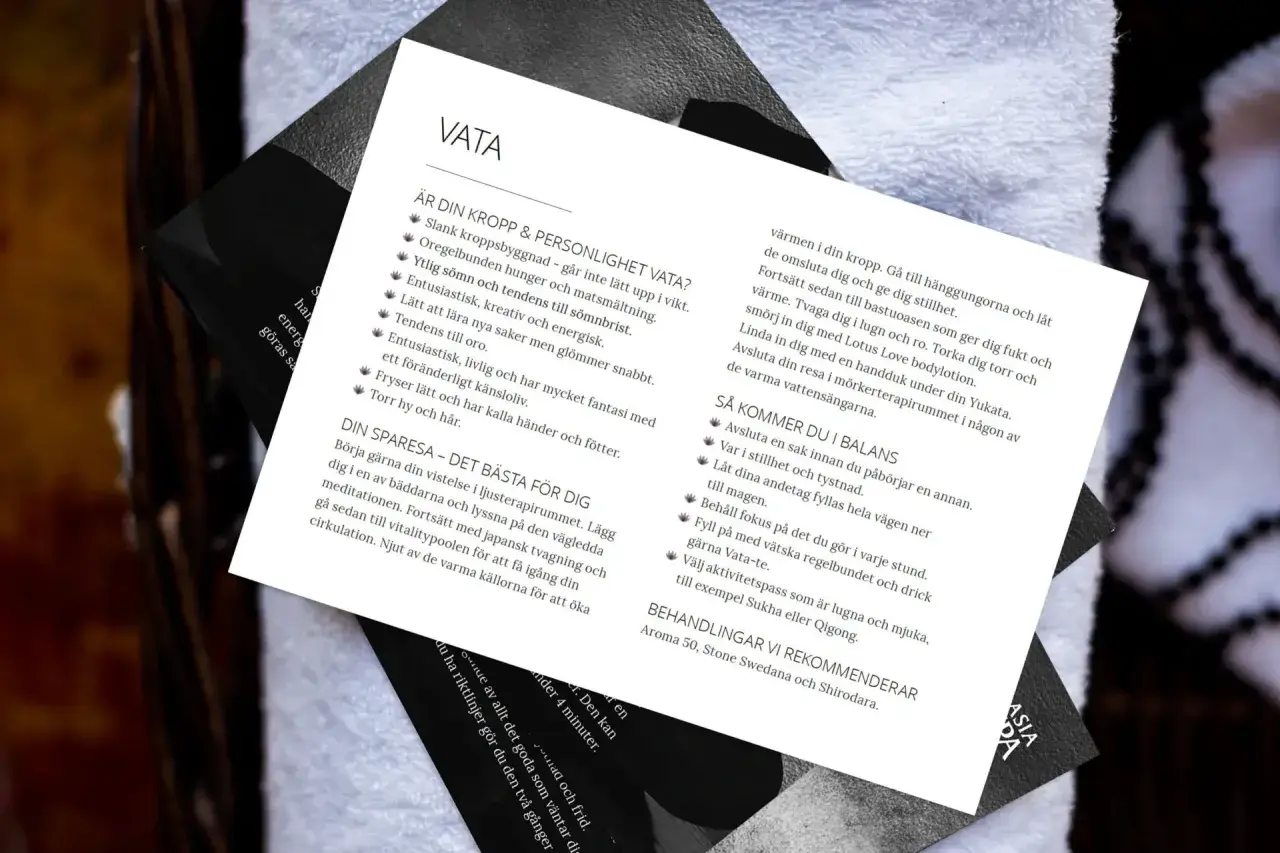 En text om Vata-dosha, som beskriver en kapha personlighet med tendens till oro och ytlig sömn. Tips för balans och rekommenderade behandlingar.